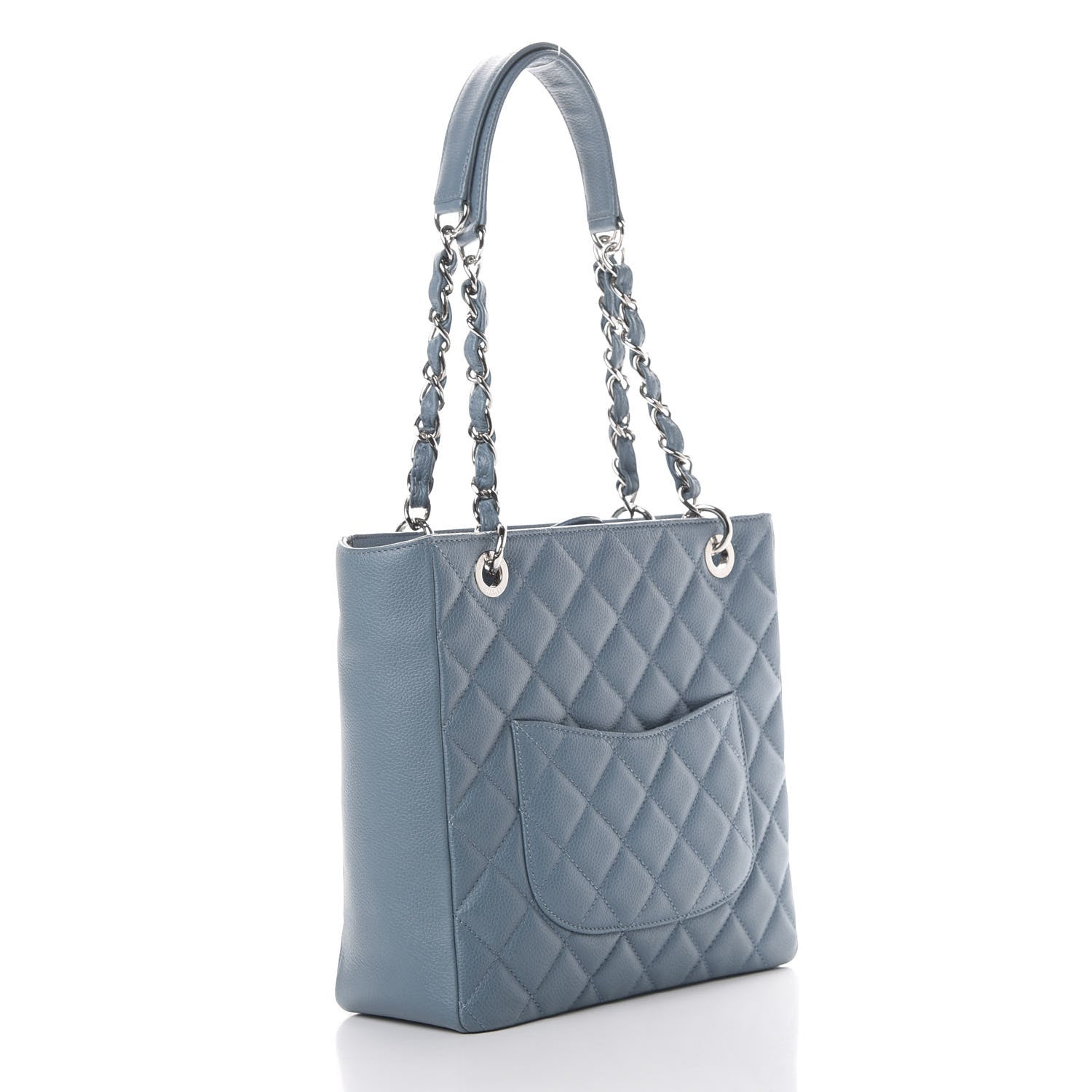 Chanel Caviar Quilted Petit Shopping Tote PST Blue 2 of 9
