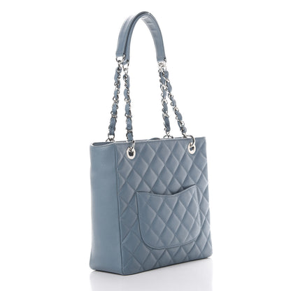 Chanel Caviar Quilted Petit Shopping Tote PST Blue 2 of 9