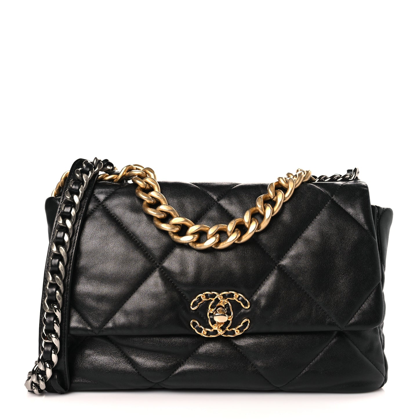 Lambskin Quilted Large Chanel 19 Flap Black