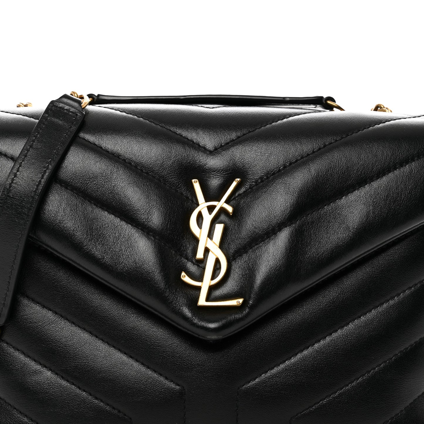 Calfskin Y Quilted Monogram Small Loulou Chain Satchel Black