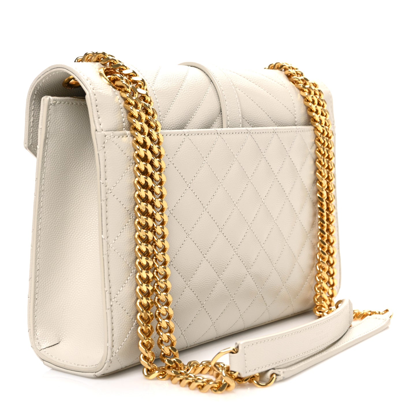 Grain De Poudre Textured Mixed Matelasse Medium Triquilt Monogram Satchel Crema Soft
