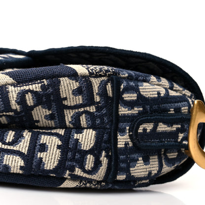 Christian Dior Oblique Embroidered Saddle Bag Blue 10 of 10