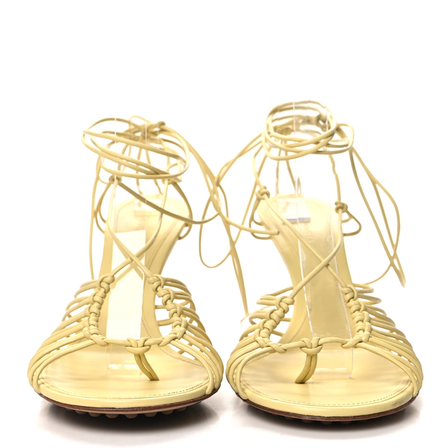Bottega Veneta Nappa Dot Ankle Tie Sandals 39.5 Moon Beam 2 of 8