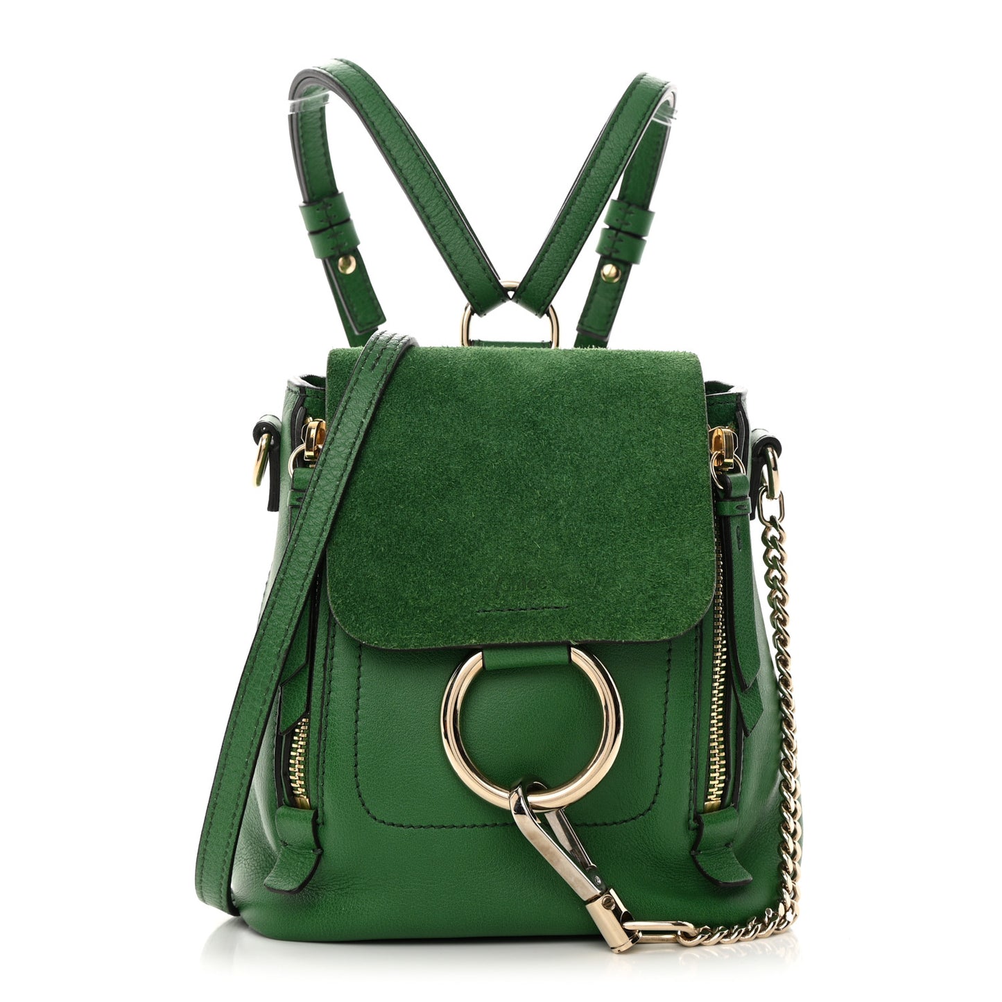 Suede Calfskin Mini Faye Backpack Pine Green