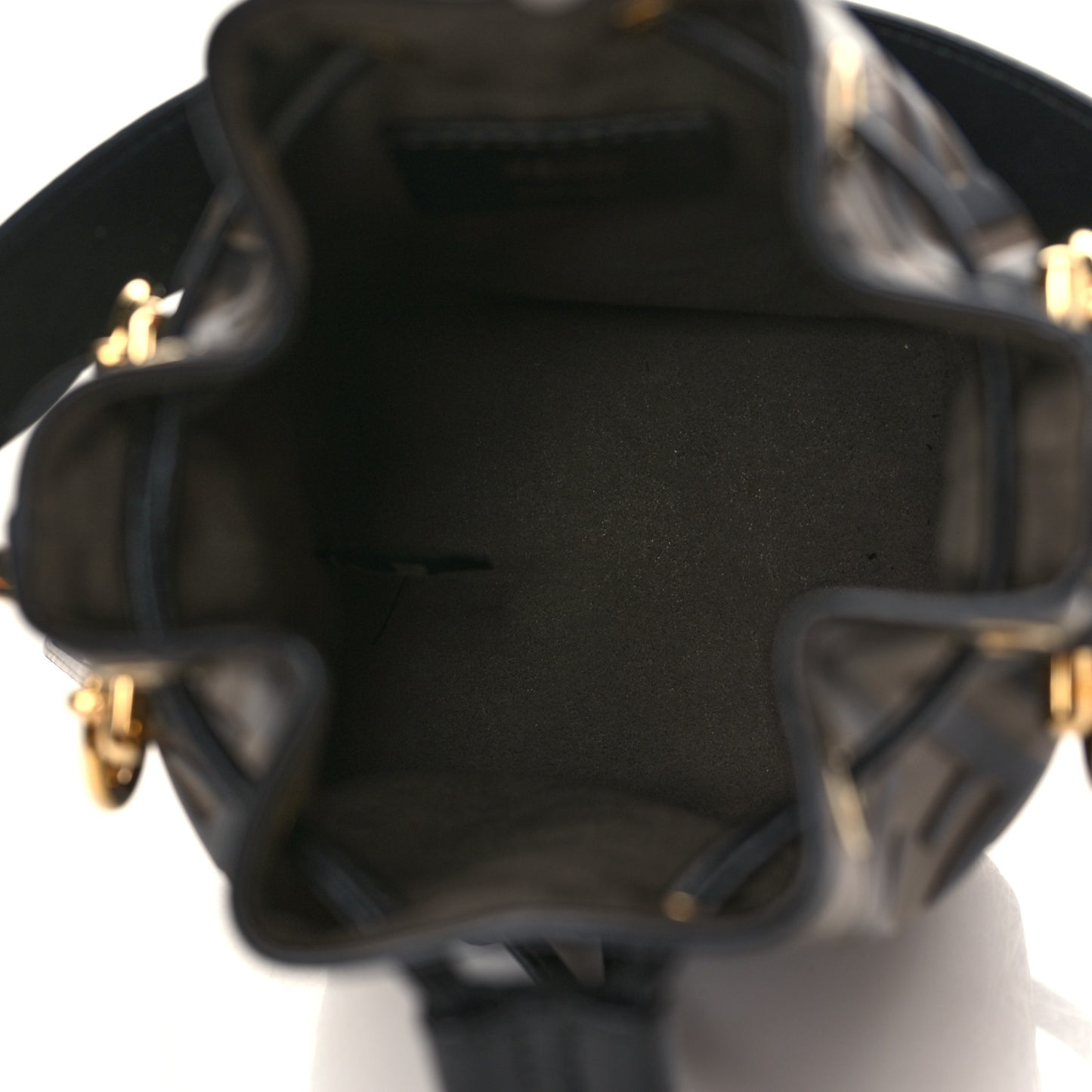 Vitello Liberty F is Fendi Bi-Color FF 1974 Embossed Mini Mon Tresor Bucket Bag Maya Black