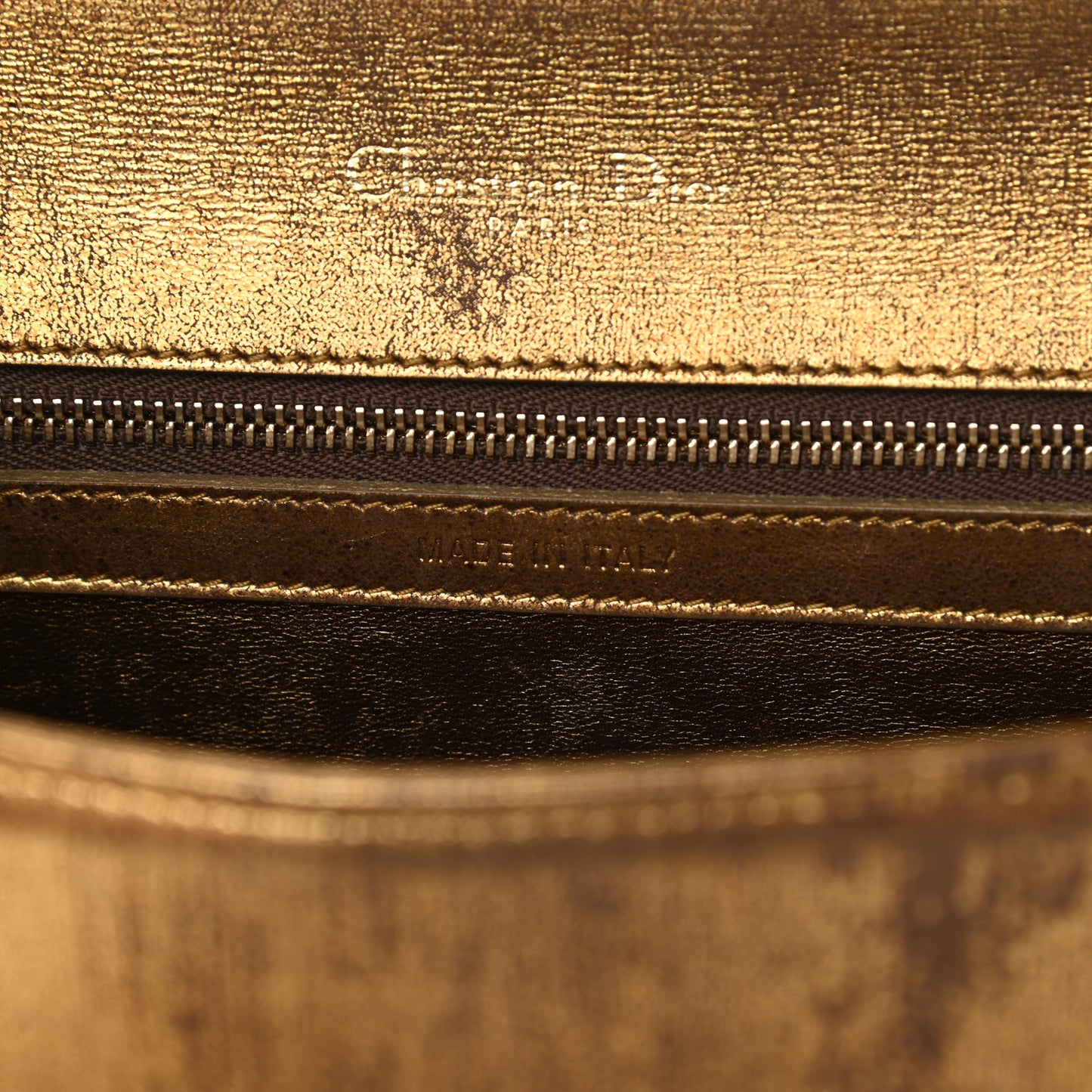 Metallic Brushed Calfskin Medium Diorama Flap Bag Gold