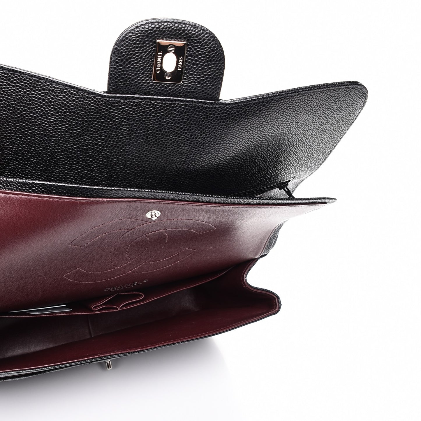 Caviar Quilted Jumbo Double Flap Black