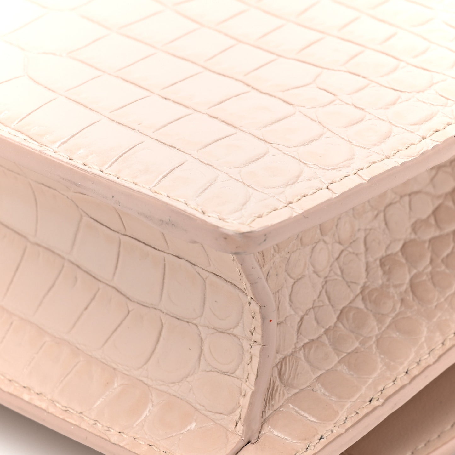 Calfskin Crocodile Embossed Monogram Sunset Chain Wallet Marble Pink