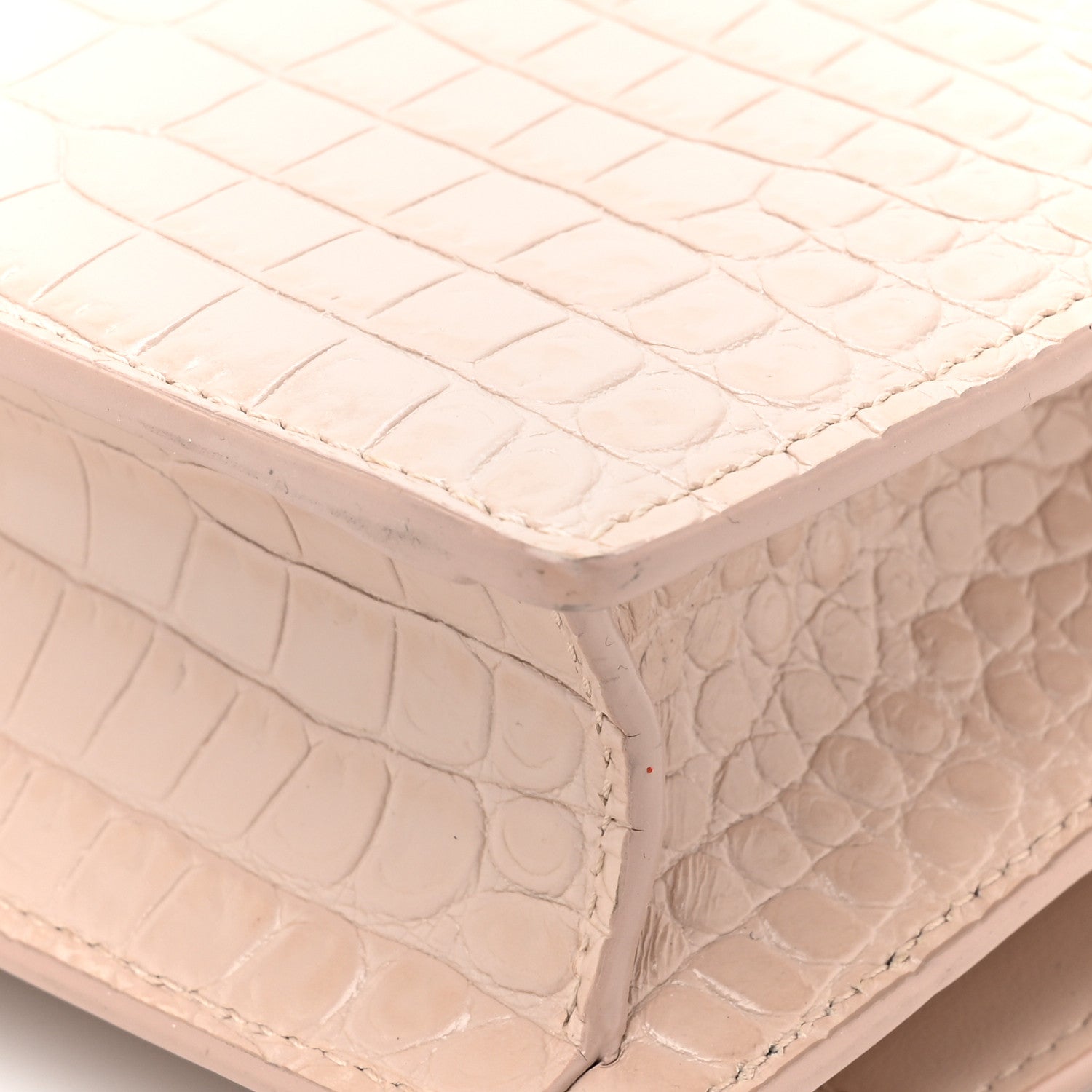 Saint Laurent Calfskin Crocodile Embossed Monogram Sunset Chain Wallet Marble Pink 18 of 19