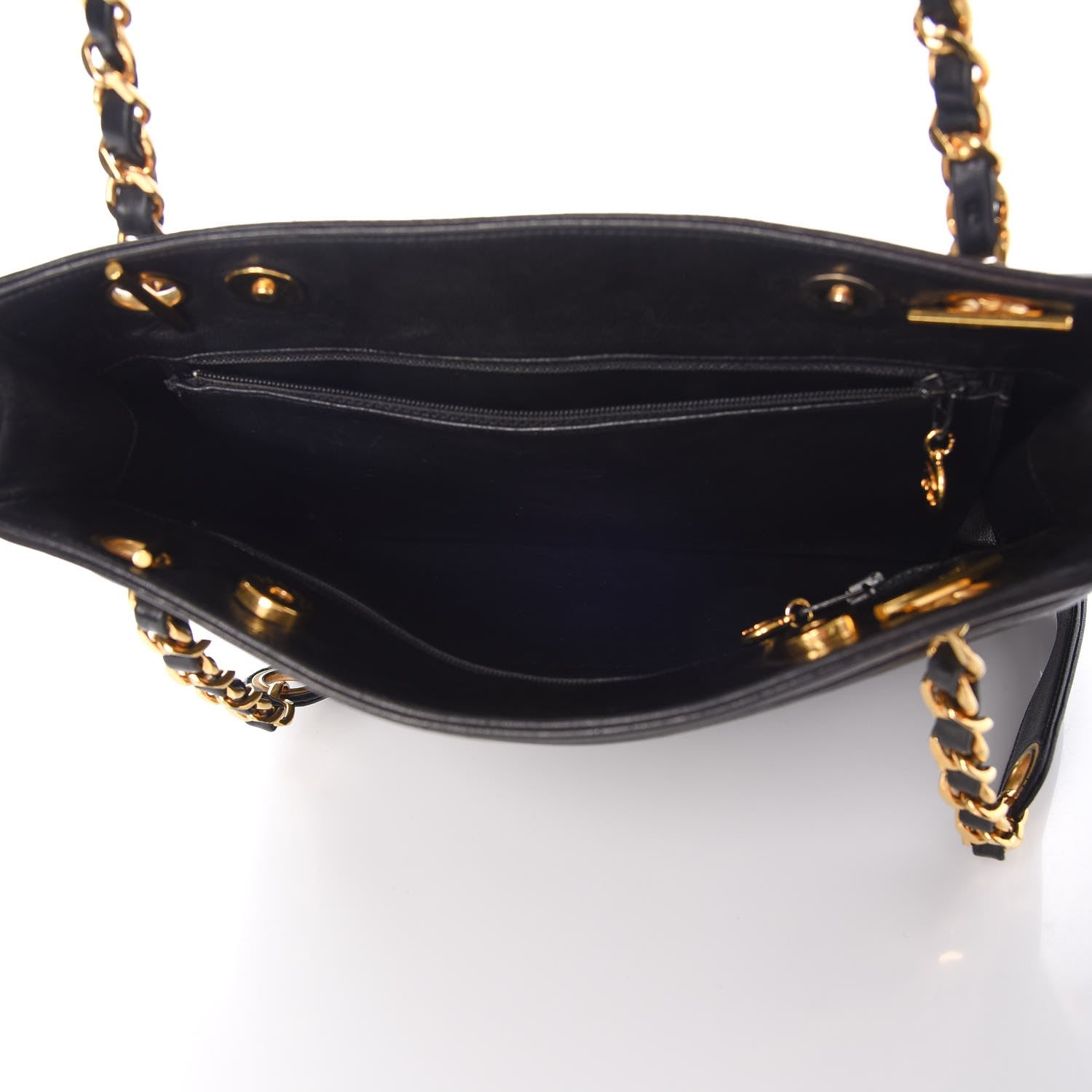 Chanel Lambskin CC Flap Shopping Tote Black 5 of 8