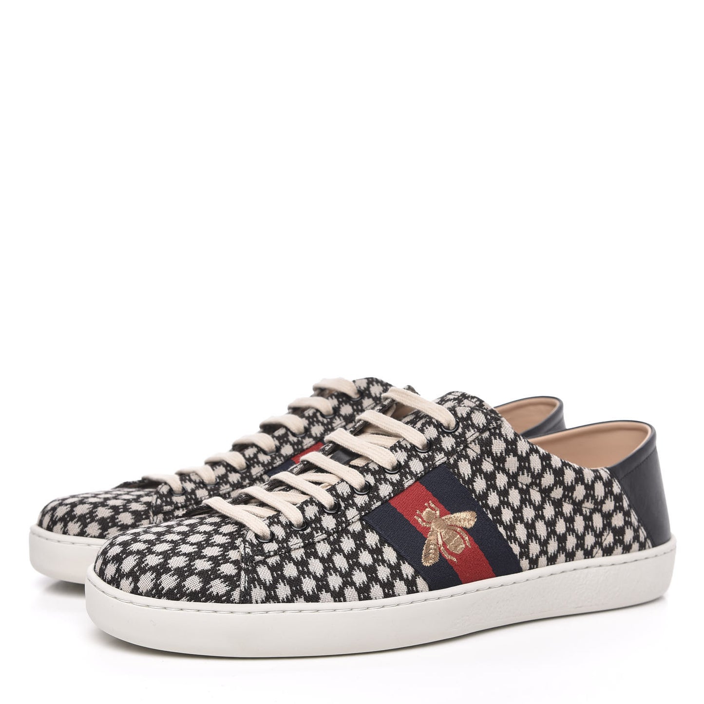 Jacquard Bee Embroidered Mens Ace Sneakers 12 Black Ivory