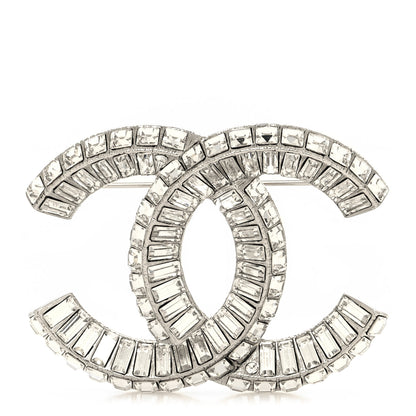 Chanel Baguette Crystal CC Brooch Silver 1 of 4