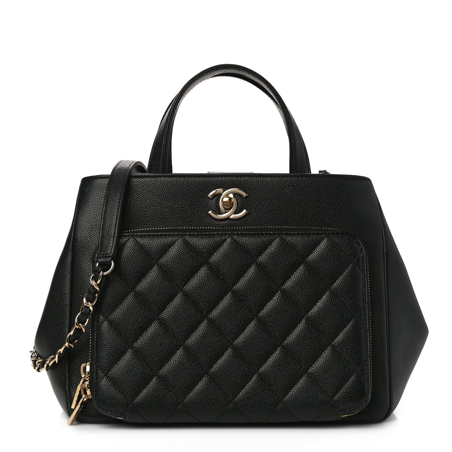 Caviar Quilted Small Business Affinity Shopping Bag Black