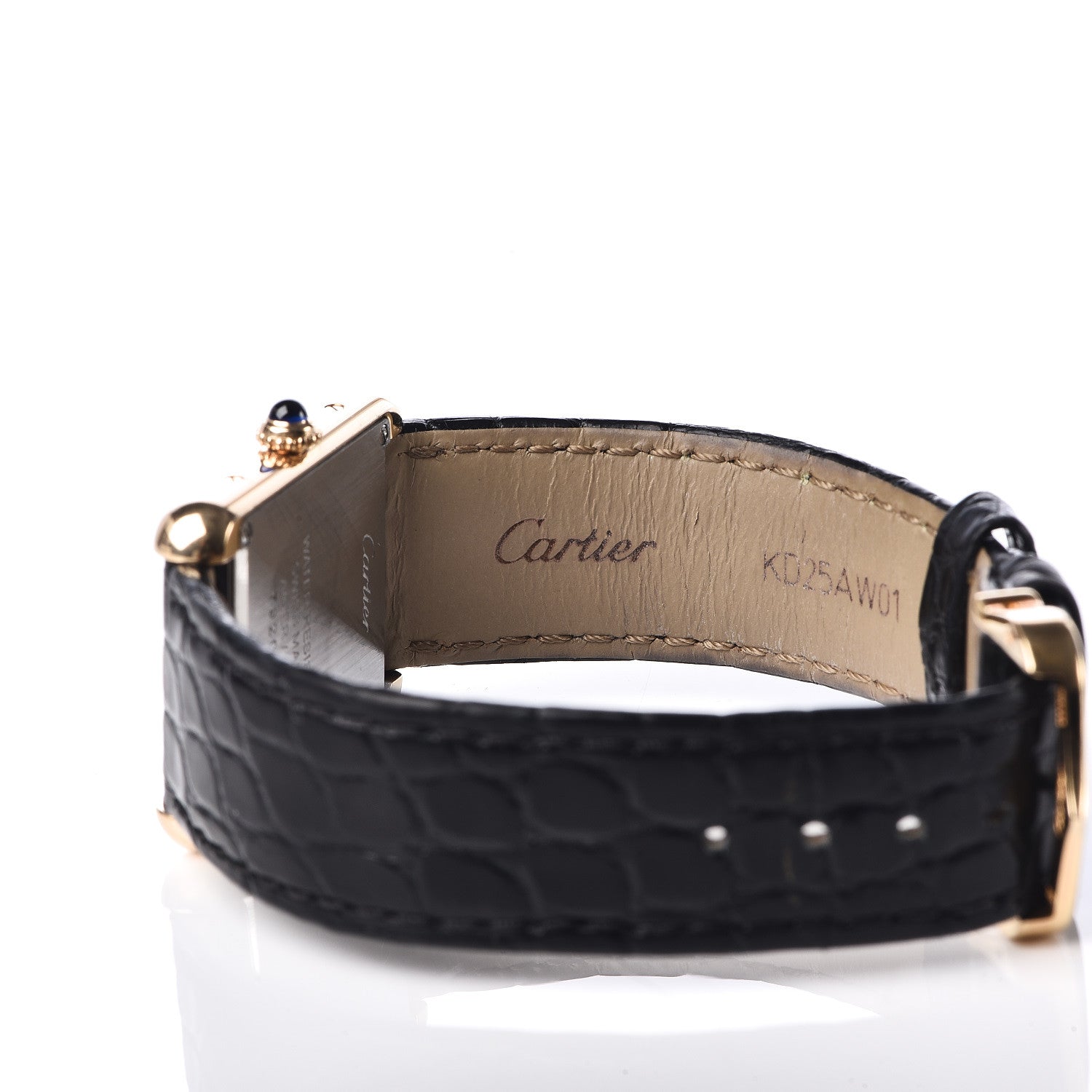 Cartier Stainless Steel 18K Yellow Gold Alligator 24mm Tank Solo Quartz Watch 7 of 10