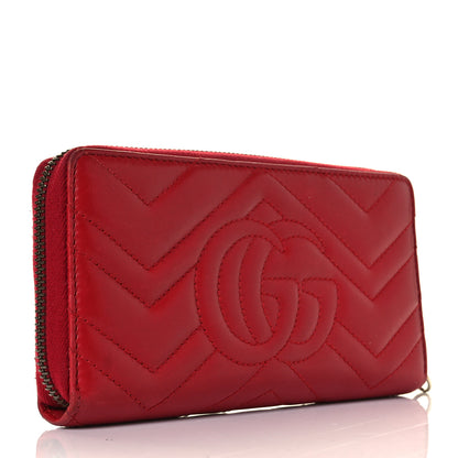Gucci Calfskin Matelasse GG Marmont Zip Around Wallet Hibiscus Red 9 of 24