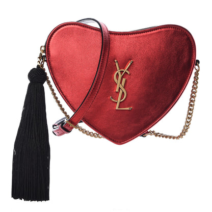 Saint Laurent Metallic Calfskin Heart Monogram Crossbody Black Rouge 1 of 9