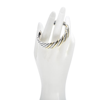 David Yurman Sterling Silver 18K Yellow Gold 16mm Sculpted Cable Cuff Bracelet 2 of 4