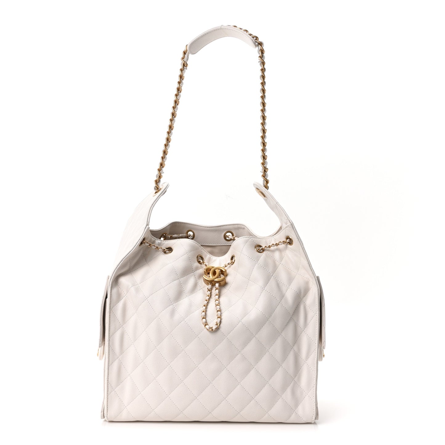 Caviar Quilted Medium Chanel 25 Handbag White