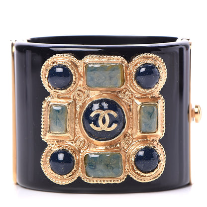 Chanel Resin Enamel CC Cabochon Cuff Blue 1 of 6