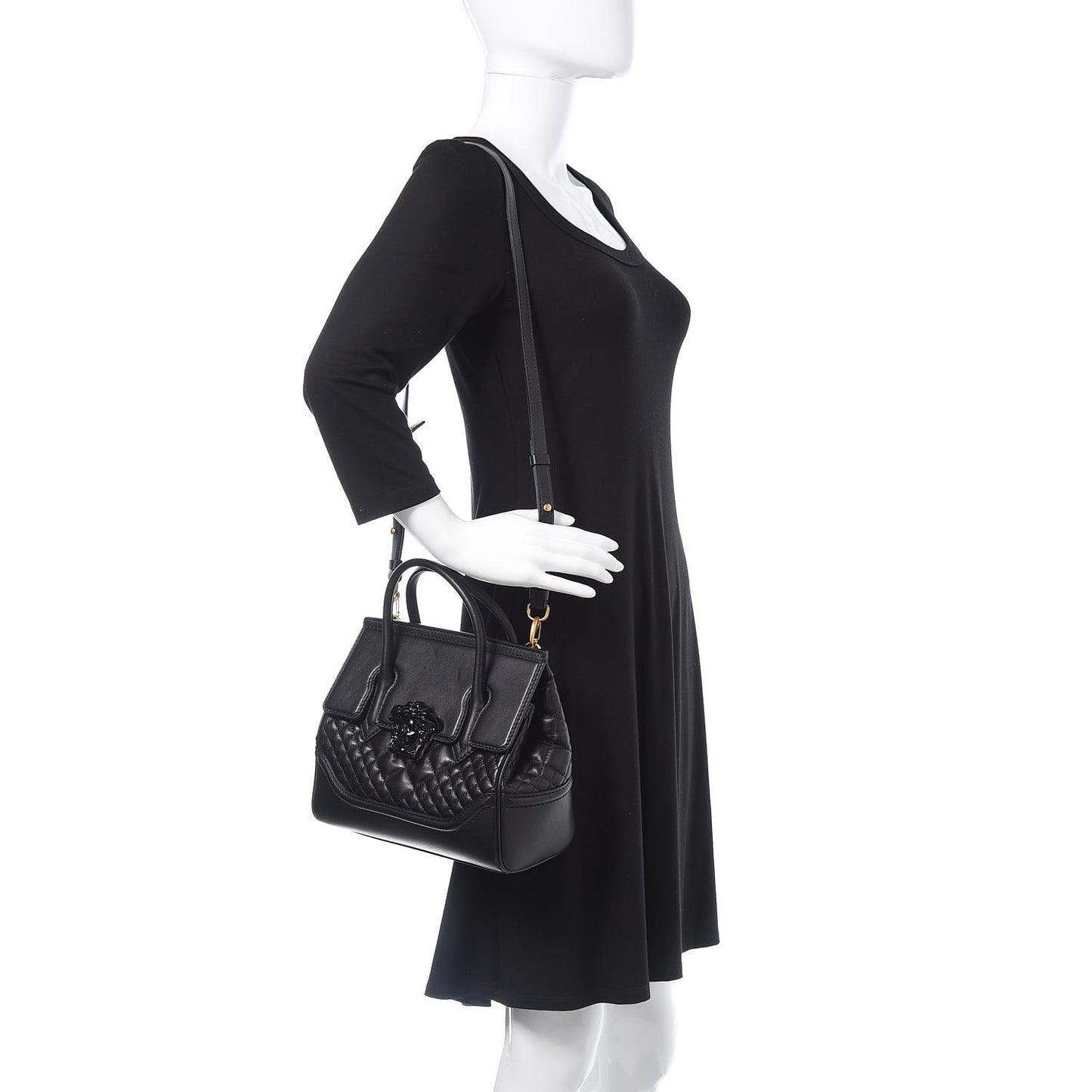 Vitello Quilted Medium Palazzo Empire Bag Black