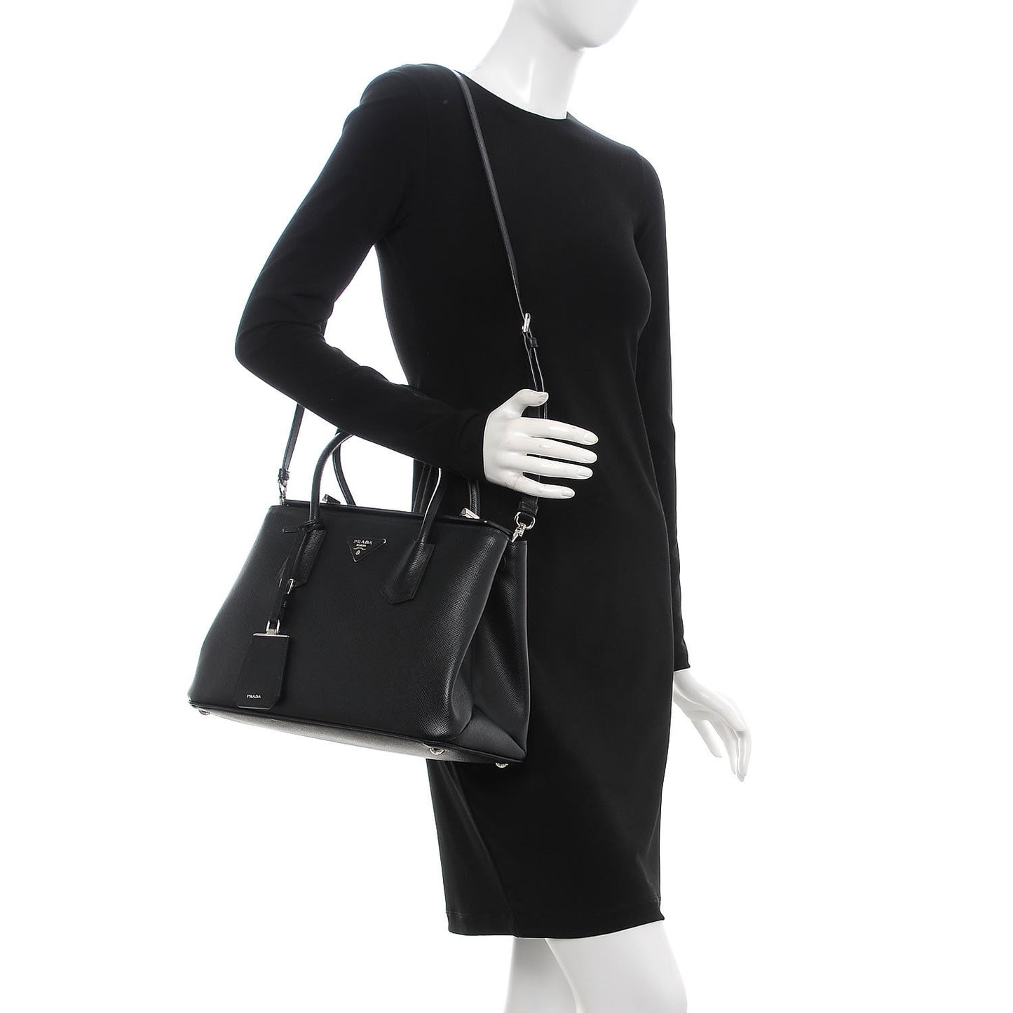 Saffiano Cuir Twin Tote Black