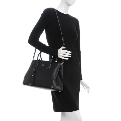 Prada Saffiano Cuir Twin Tote Black 2 of 9