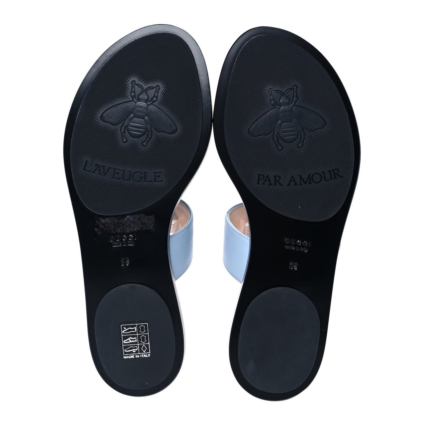 Calfskin GG Marmont Thong Sandals 36 Porcelain Light Blue