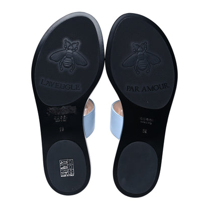 Gucci Calfskin GG Marmont Thong Sandals 36 Porcelain Light Blue 5 of 8