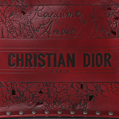 Christian Dior Calfskin Laser Cut Studded Medium Book Tote Red 7 of 10