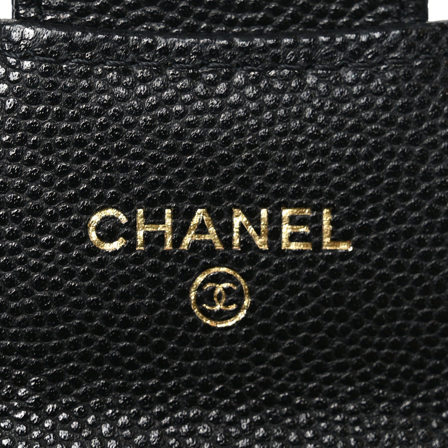 Caviar Quilted Flap Card Holder Chain Wristlet Black