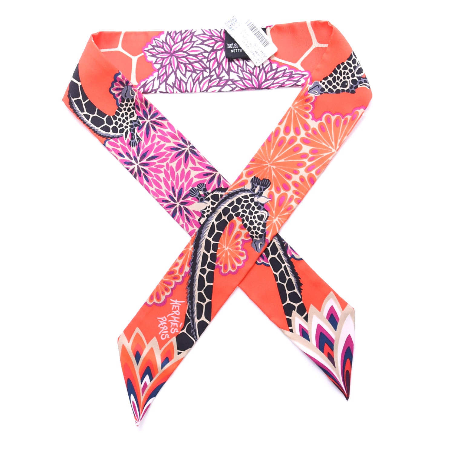Hermes Silk The Three Graces Twilly Vermillion Fuchsia 1 of 4