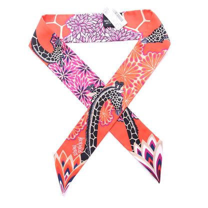 Hermes Silk The Three Graces Twilly Vermillion Fuchsia 1 of 4