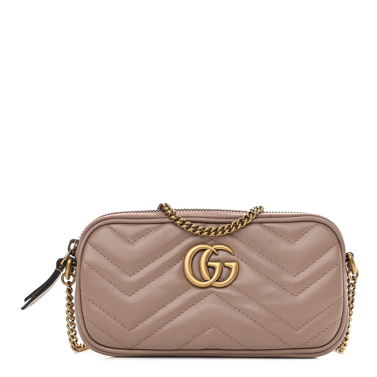 Gucci Calfskin Matelasse Mini GG Marmont Chain Crossbody Bag Porcelain Rose 1 of 10