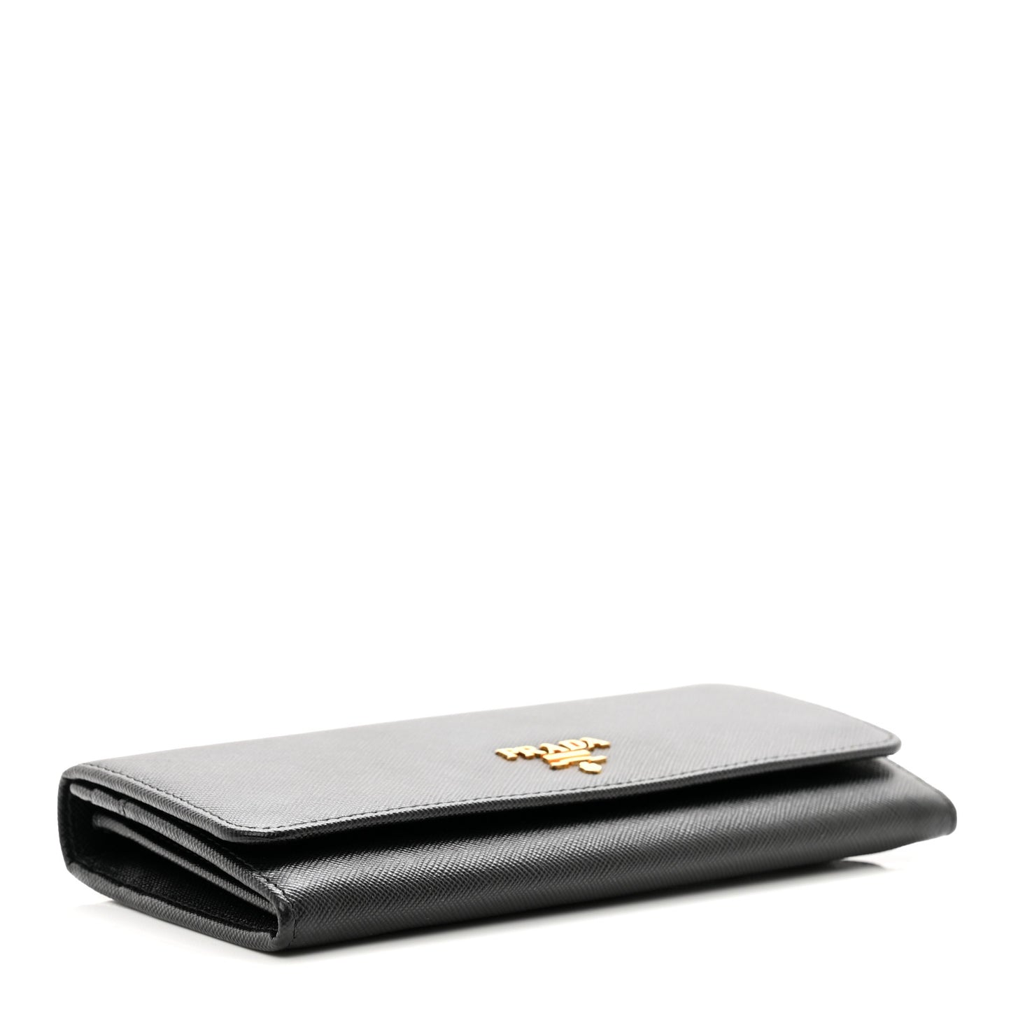 Saffiano Metal Continental Flap Wallet Black