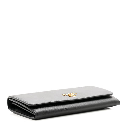 Prada Saffiano Metal Continental Flap Wallet Black 4 of 7
