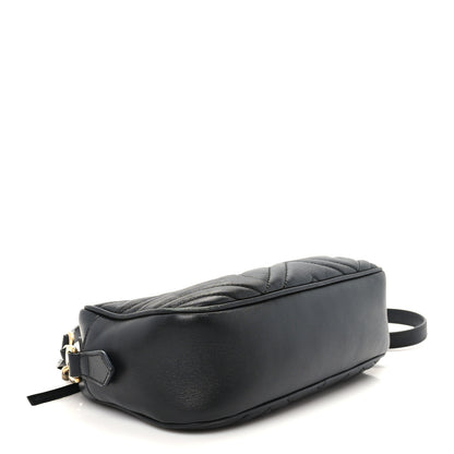 Gucci Calfskin Matelasse Small GG Marmont Chain Shoulder Bag Black 5 of 12