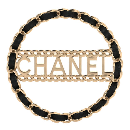 Chanel Lambskin Chain Logo Brooch Black Gold 1 of 3