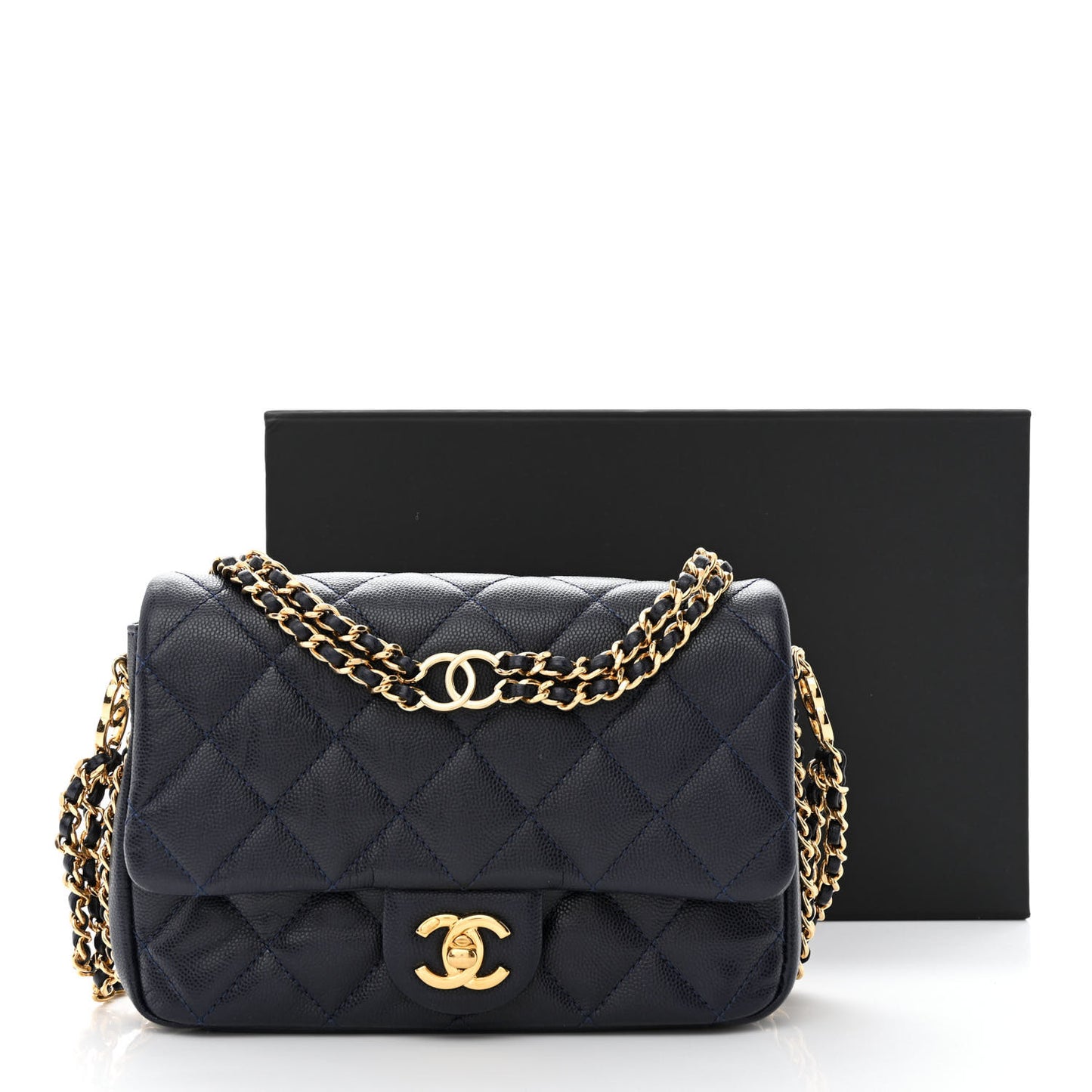 Caviar Quilted Mini CC You Flap Navy