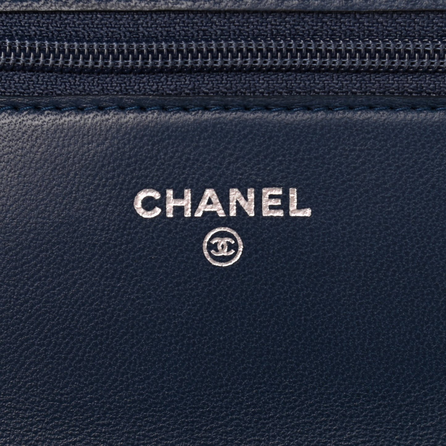 Lambskin Quilted Wallet On Chain WOC Blue