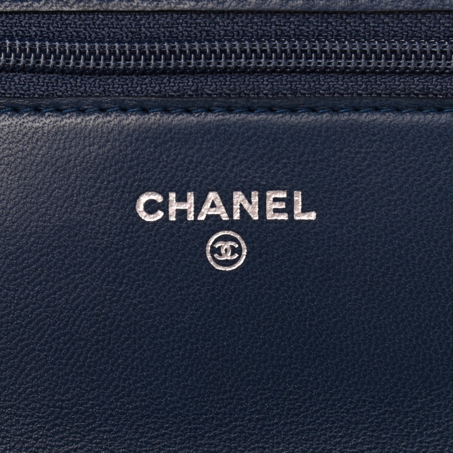 Chanel Lambskin Quilted Wallet On Chain WOC Blue 5 of 10