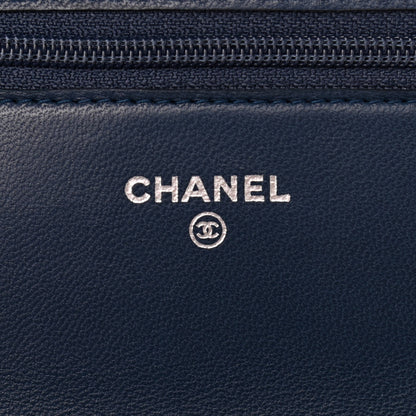 Chanel Lambskin Quilted Wallet On Chain WOC Blue 5 of 10