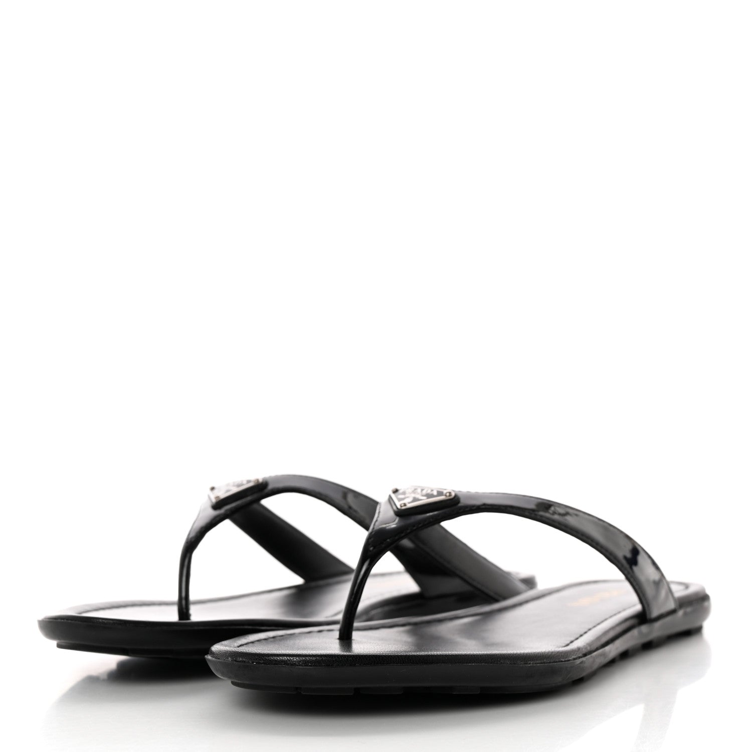 Prada Patent Calfskin Logo Thong Sandals 39 Black 3 of 10