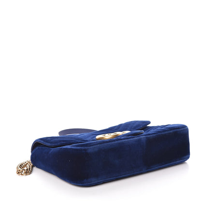 Gucci Velvet Matelasse Medium GG Marmont Shoulder Bag Cobalt Blue 4 of 15