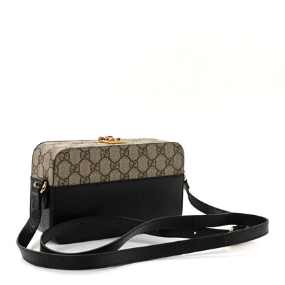 Gucci GG Supreme Monogram Textured Dollar Calfskin Mini New Basket Shoulder Bag Beige Ebony Black 3 of 9