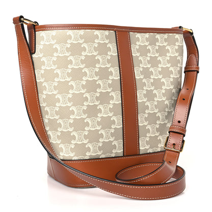 Celine Triomphe Canvas Calfskin Small Bucket Bag Grege 3 of 9