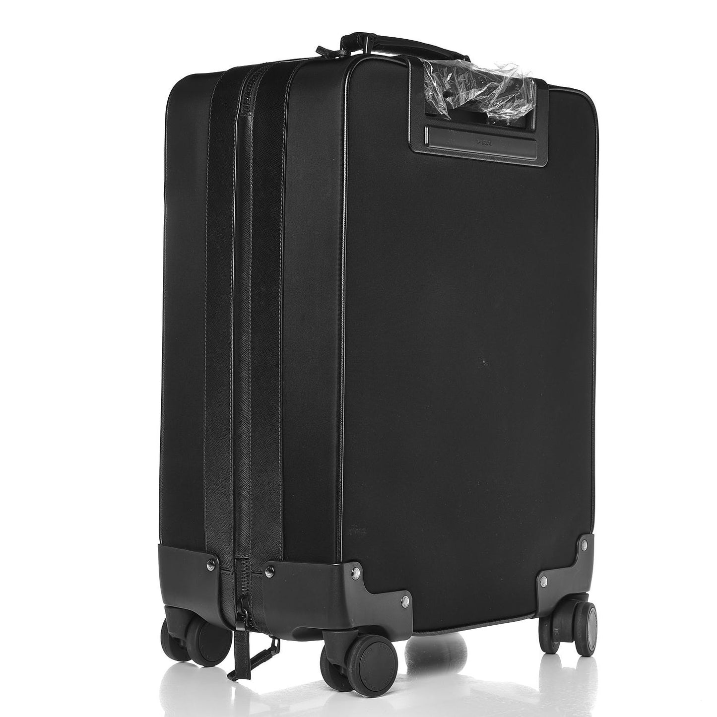 Tessuto Nylon Saffiano Trolley Luggage Black
