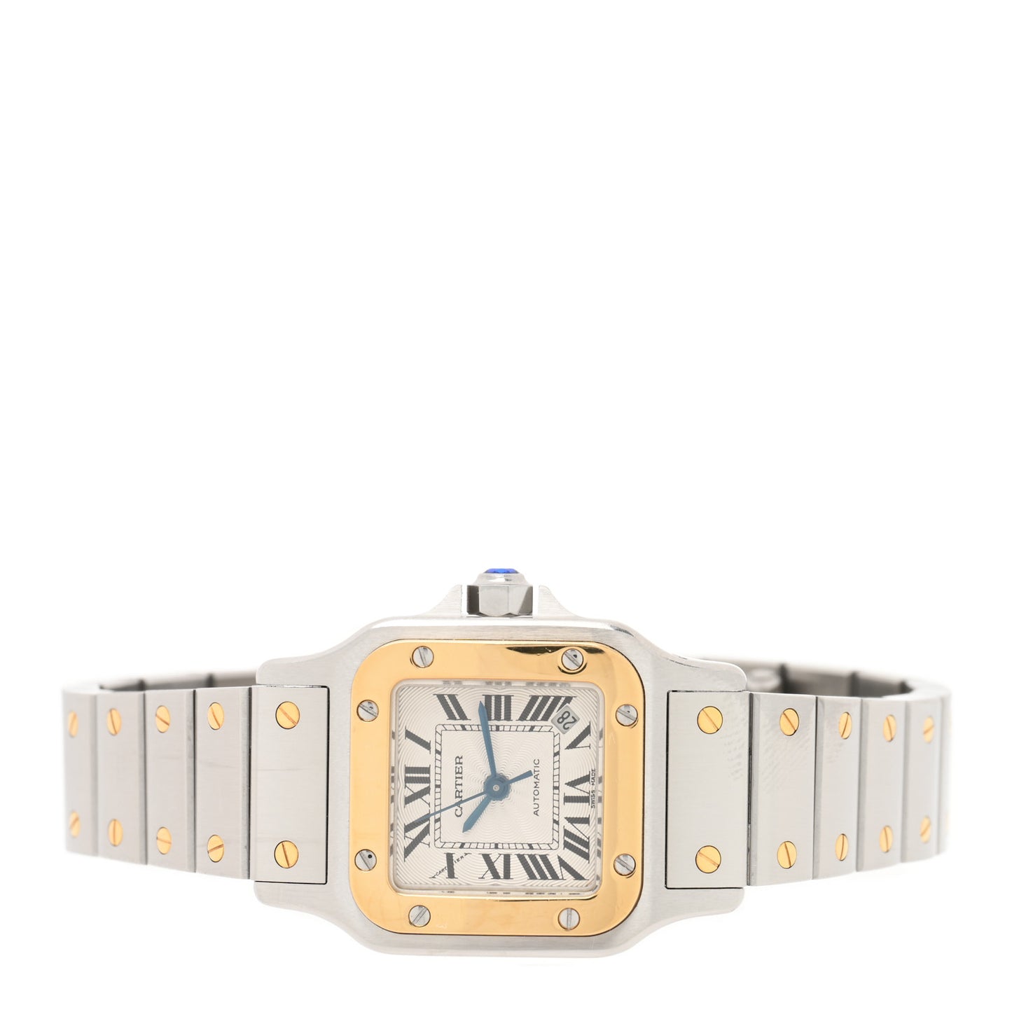 Stainless Steel 18K Yellow Gold 24mm Santos De Cartier Galbee Automatic Watch