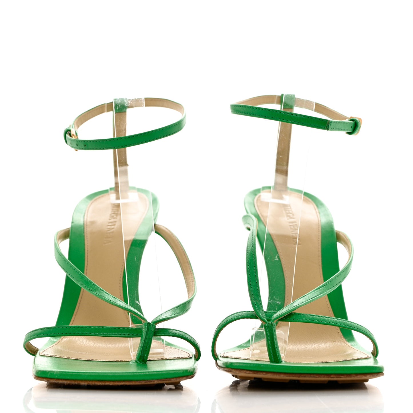 Lambskin Stretch Multi Strap 90mm Sandals 40 Grass