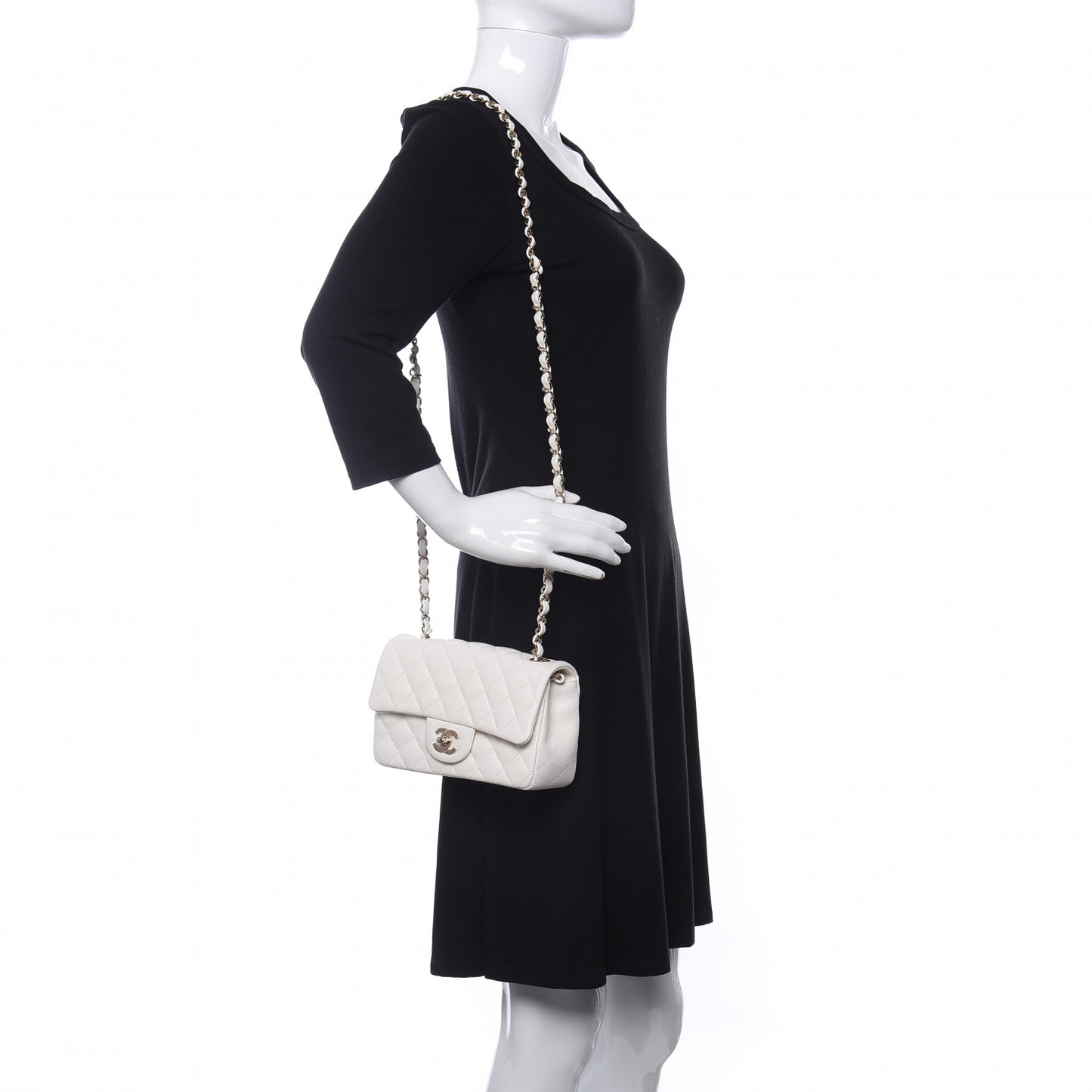 Lambskin Quilted Mini Rectangular Flap White