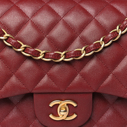 Chanel Iridescent Caviar Quilted Jumbo Double Flap Burgundy 8 of 10